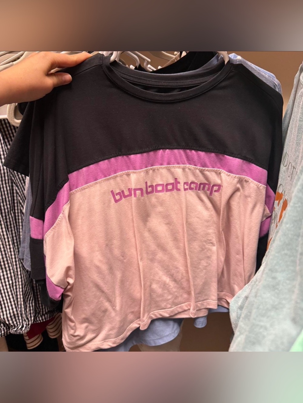 Burn Boot Camp Colorblock Crop Tee - Pink/Black